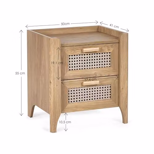 Julian Bowen Sydney 2 Drawer Bedside Table in Brown Oak Effect, H55 x W50 x D41 cm – 2