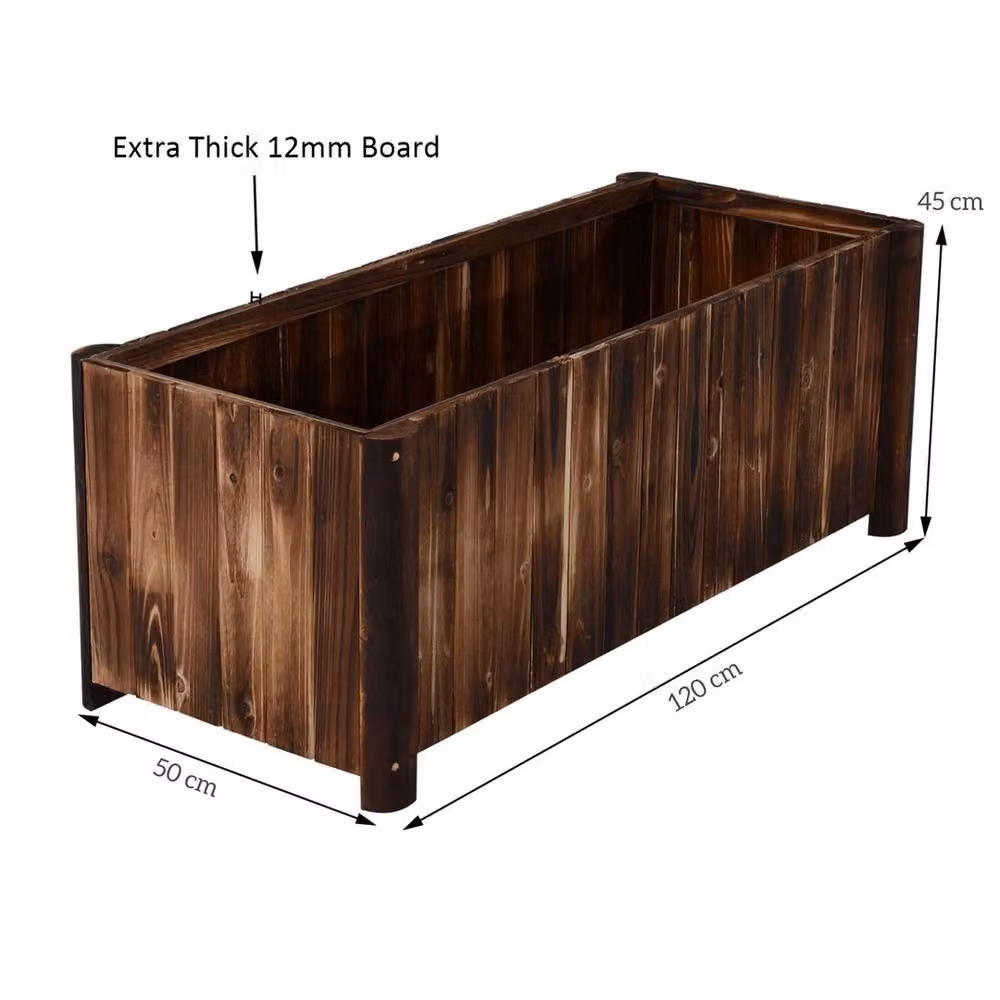 FLAVORA Wooden Raised Garden Bed in Brown, W/D/H: 120 x 50 x 45 cm – 2