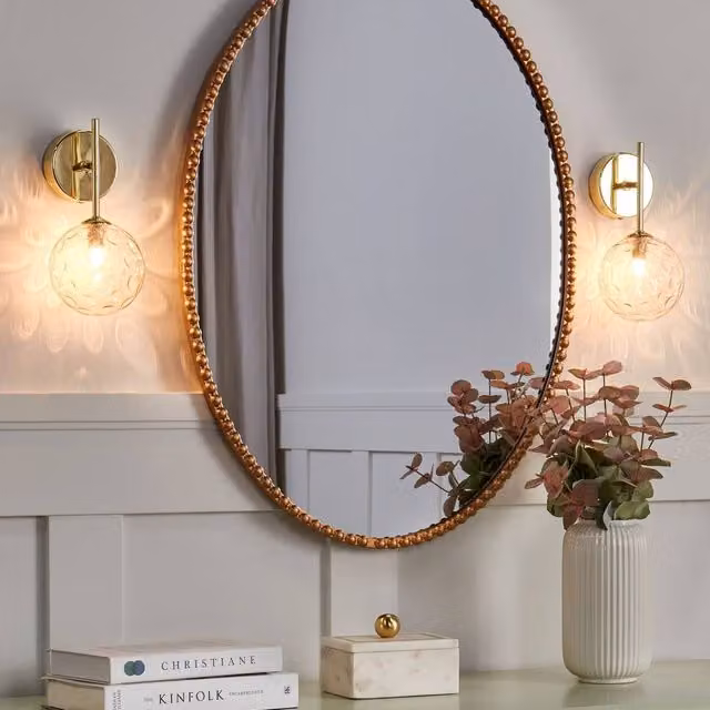 Wyld and Coco Set of 2 Modern Glamour Wall Lamps with Beige and Gold Glass and Metal Frames