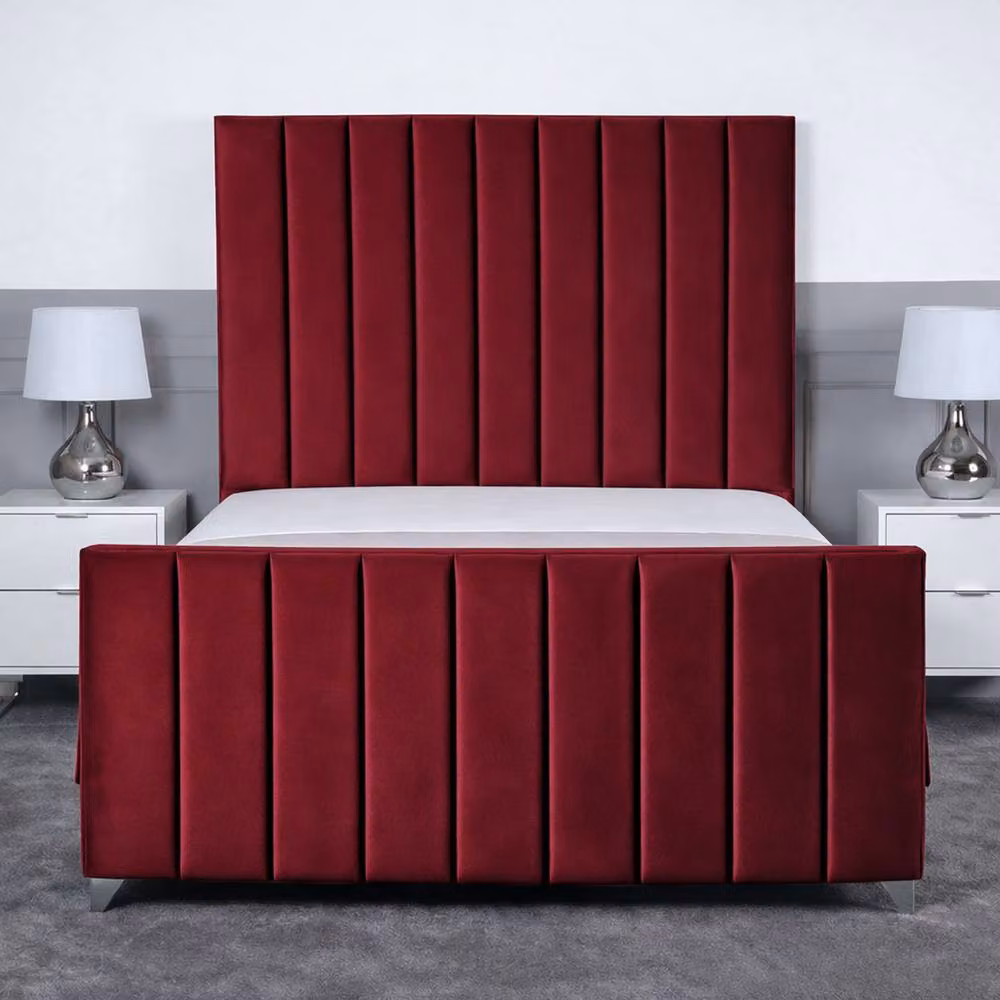 Living Comfort Bedz Empress Upholstered Velvet Gas Lift Storage Bed in Red, W/D/H: 180 x 200 cm – 2
