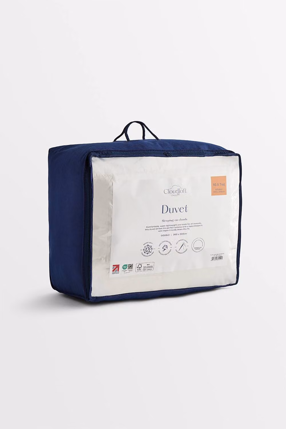 Christy Cloud Loft Lightweight Summer 4.5 Tog Microfibre Duvet in White, Super King – 2
