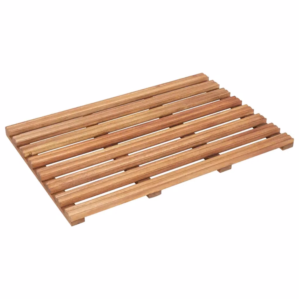 Berkfield Home Solid Acacia Wood Bath Mats, 2 Pack, Beige, W: 56 cm, D: 37 cm – 2