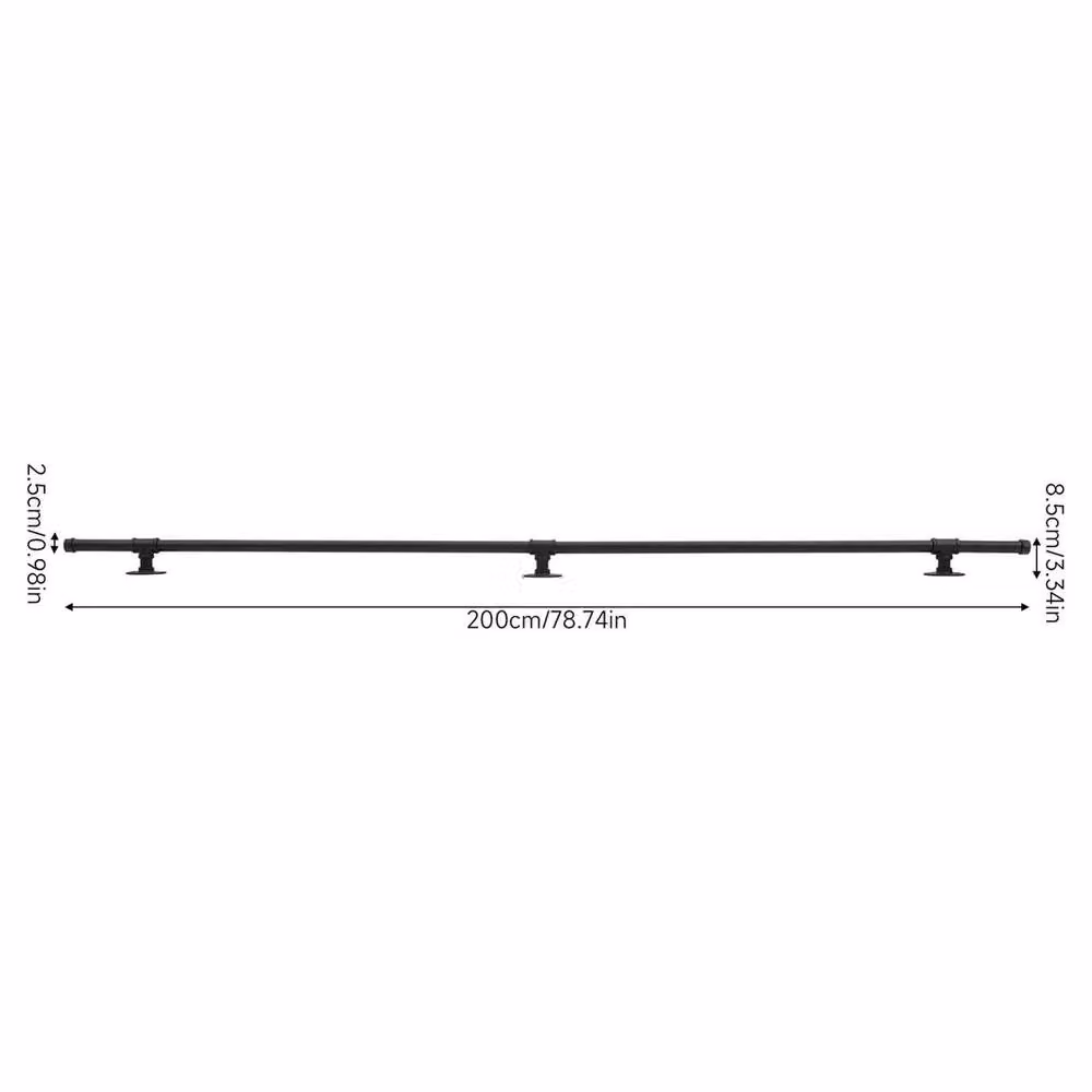 FLAVORA Black Metal Staircase Handrail and Balustrade Grab Rail, W: 200 cm, H: 52 cm – 3