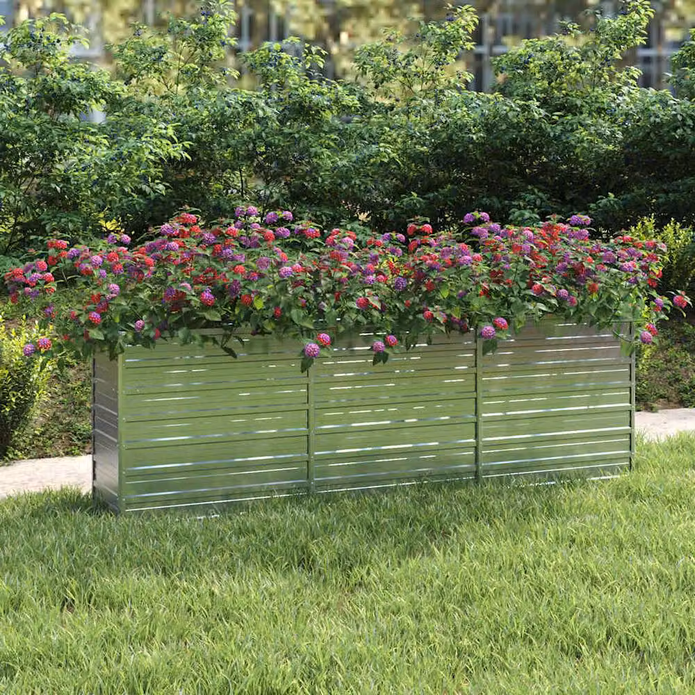 Berkfield Home Garden Galvanised Steel Raised Bed in Silver, W/D/H: 240 x 40 x 77 cm – 2