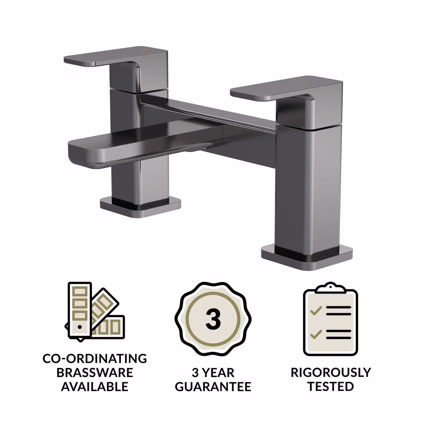Balterley Square Deck Mounted Bath Filler Tap in Brushed Pewter – 2