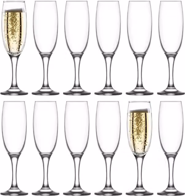 LAV Transparent Champagne Flutes, Pack of 12, 220ml