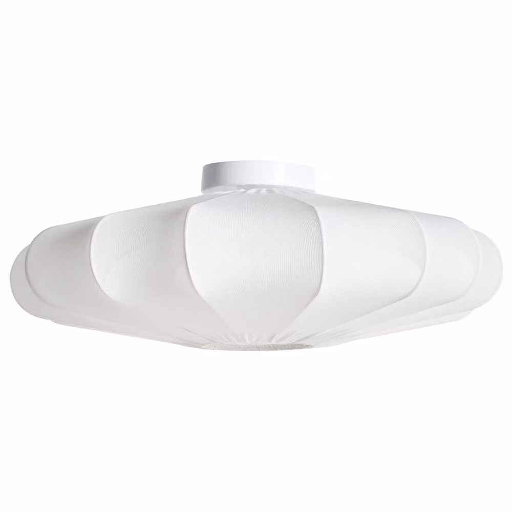 Wyld and Coco Scandinavian White Fabric and Metal Pendant Ceiling Lamp – 2