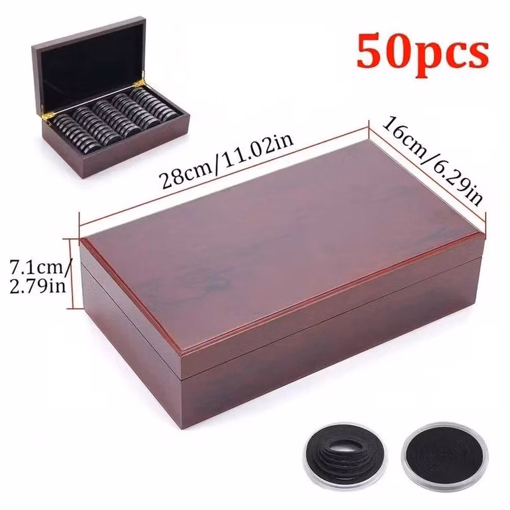 NESTLUNE 50pcs 46mm Coin Capsule Storage Box in Brown – 2