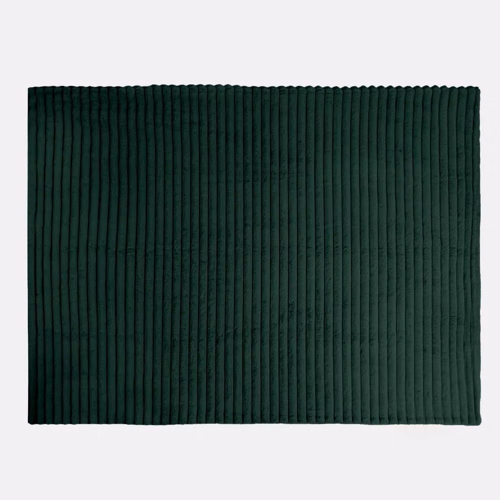 OHS Green Faux Fur Ribbed Fleece Throw Blanket, W: 200 cm, D: 240 cm – 4