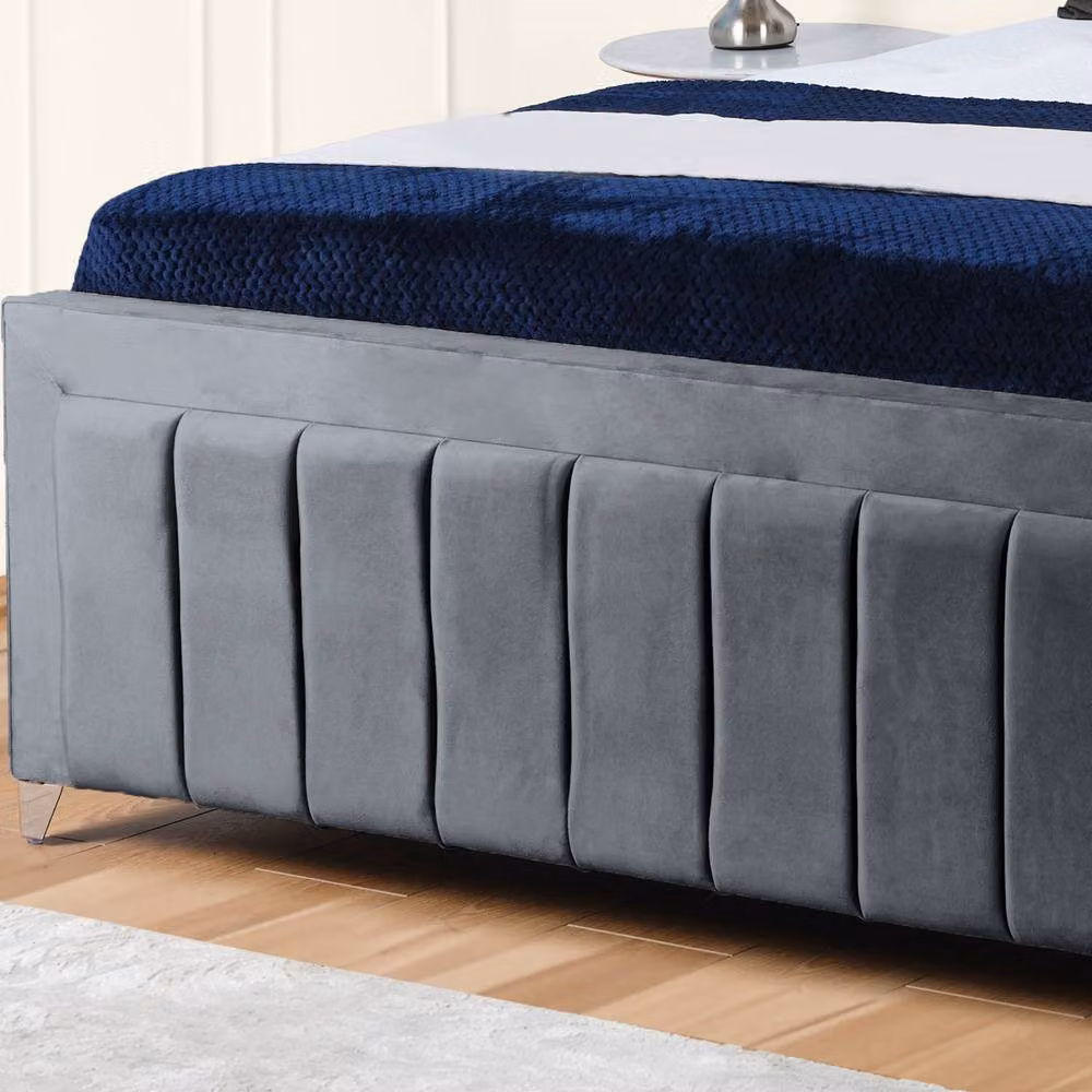 UK Bed Furniture Siarra Ottoman Gas Lift Upholstered Velvet Bed in Anthracite Grey, Size: 180 x 200 cm – 3