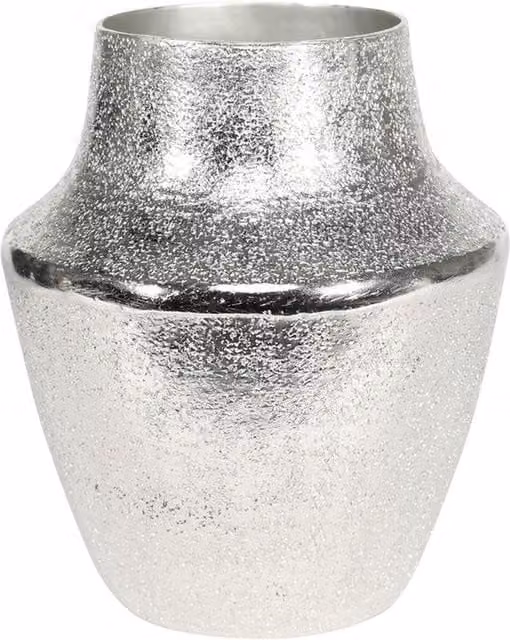 Kingsbury Gifts Modern Round Silver Metal Tabletop Cafe Vase