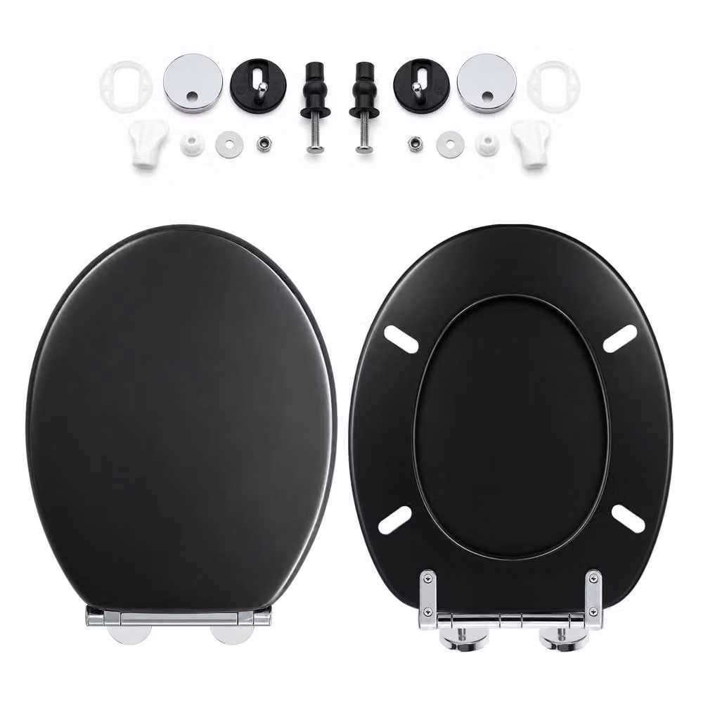 Marco Paul Black Oval MDF Toilet Seat with Soft Close and Quick Release Function – 2