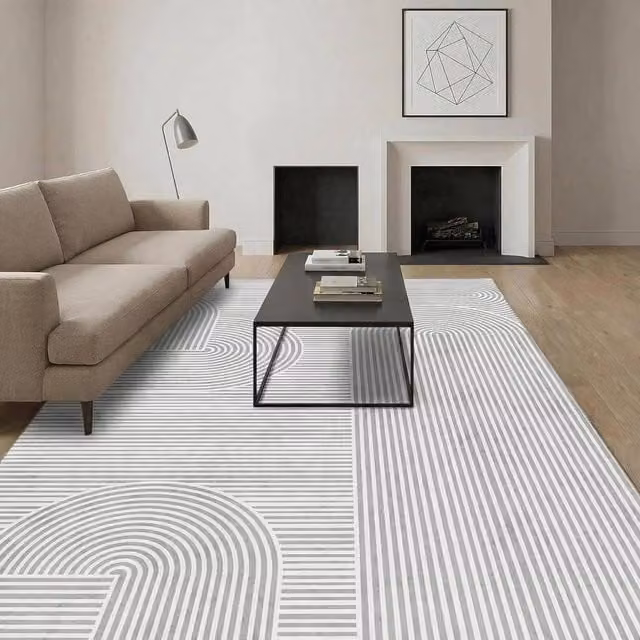 MCC Direct Modern Abstract Rectangular Microfibre Rug in Grey, W/D/H: 120 x 160 x 0.6 cm – 1