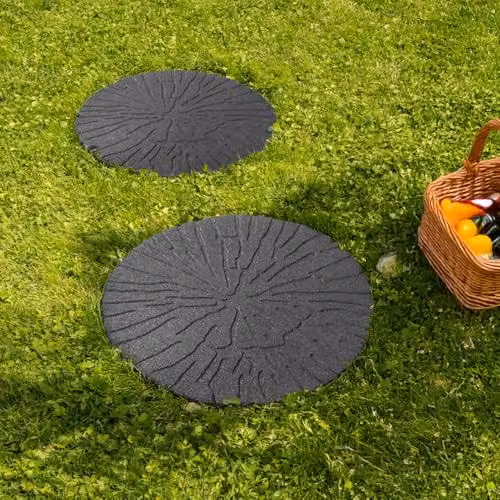 Nicoman Grey Rubber Garden Stepping Stone with Log Design, Diameter: 46 cm – 5