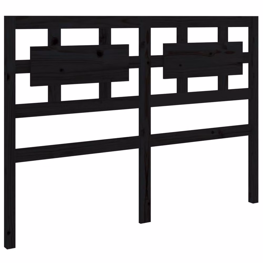 Berkfield Home Beautiful Bed Headboard in Black Solid Pine Wood, W: 125.5 cm, D: 4 cm, H: 100 cm – 2