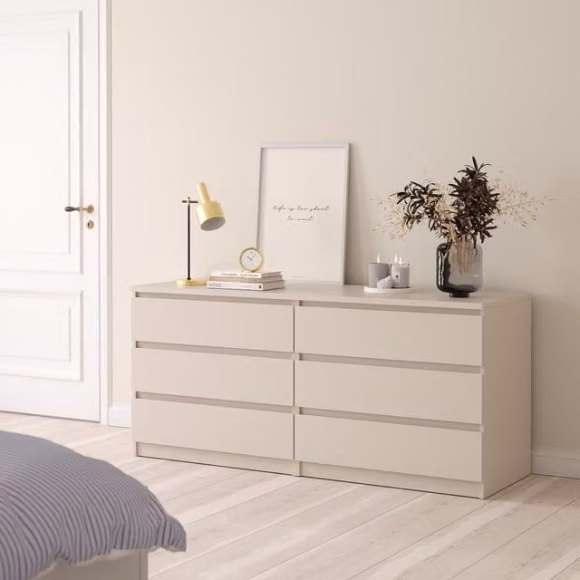 Furniture To Go Naia Wide Chest of 6 Drawers in Beige