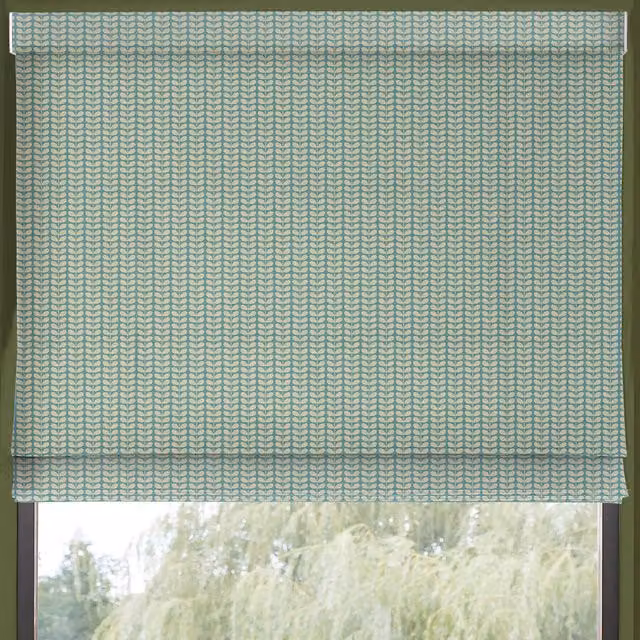 Orla Kiely Tiny Stem Made to Measure Blackout Roman Blind in Duckegg Blue