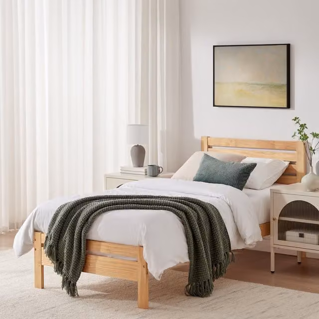 FurnitureboxUK Declan Single Bed Frame in Brown Solid Pine – 1