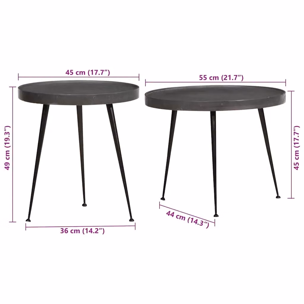 Berkfield Home Set of 2 Black Round Nested Coffee Tables in Matt Engineered Wood – 3