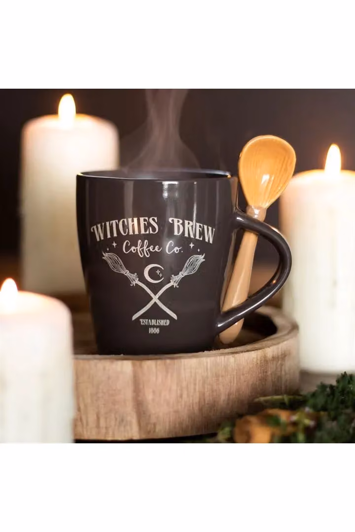 KDMD Witches Brew Coffee Mug and Spoon Set in Dark Grey Ceramic – 3