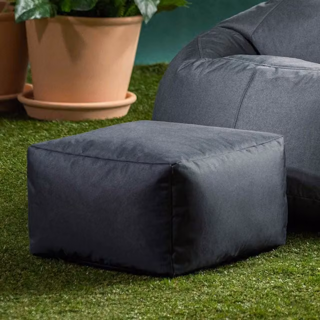 Bean Bag Bazaar Grey Cube Bean Bag Footstool for Indoor and Outdoor Use