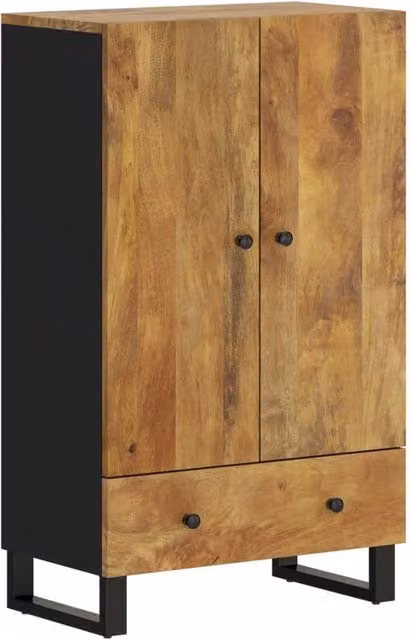 Berkfield Home Industrial Highboard with Drawer, Brown Mango Wood and Iron, W/D/H: 60 x 33 x 100 cm – 1