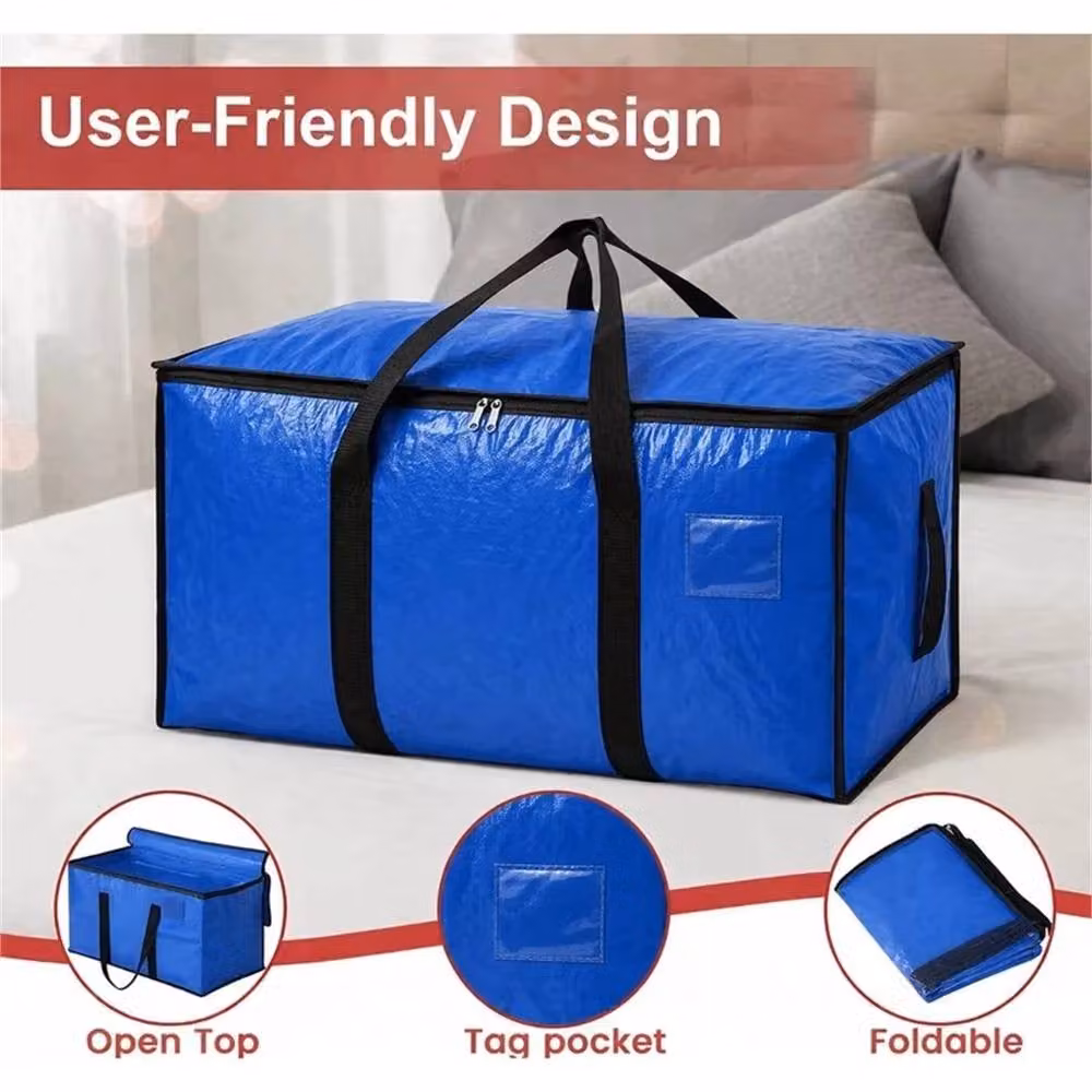 Nordara 3-Piece Set of 90L Zipped Collapsible Storage Bags in Blue – 4