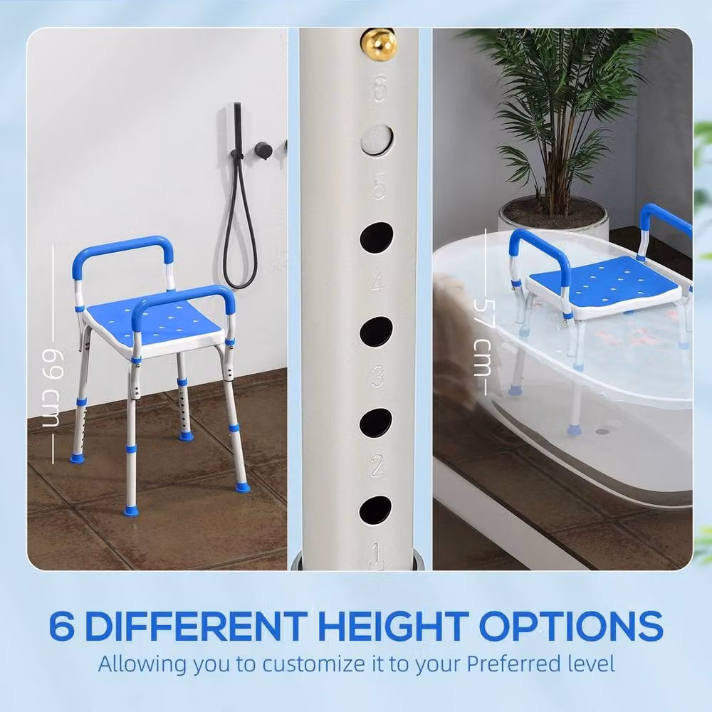 NESTLUNE Rust-Free Aluminium Bath Chair with Adjustable Height, Blue, W/D/H: 57 x 52 x 69 cm – 2