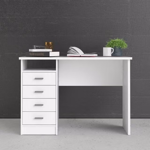 Furniture To Go Function Plus 4-Drawer Writing Desk in White