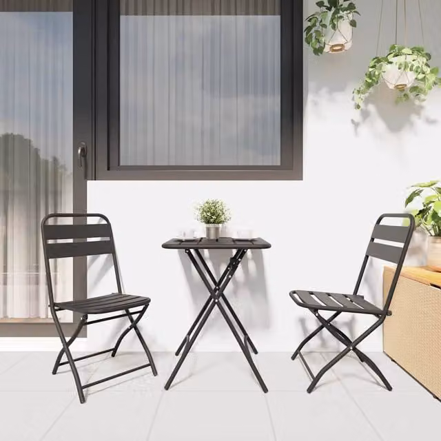 Berkfield Home Modern Folding Garden Chairs, 2 Pack, Anthracite Grey, W/D/H: 42 x 45 x 82 cm