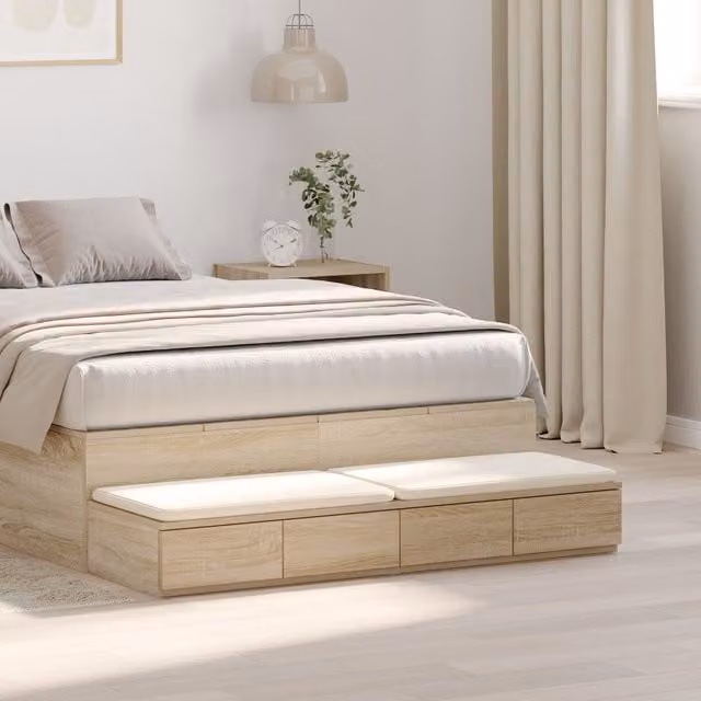 Berkfield Home Sonoma Oak Bed Drawers in Brown, W/D/H: 120 x 36.5 x 16.5 cm