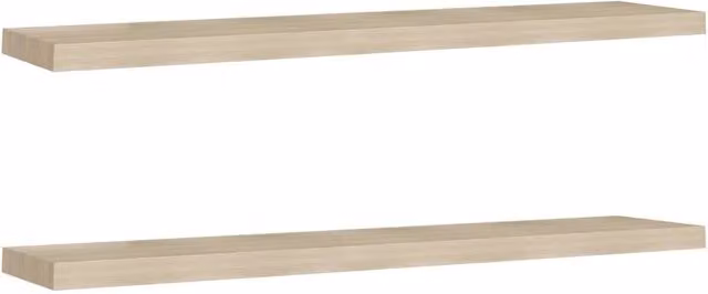 Berkfield Home Floating Wall Shelves, 2 Piece Oak MDF Set in Light Tan, W: 120 cm, D: 23.5 cm, H: 3.8 cm