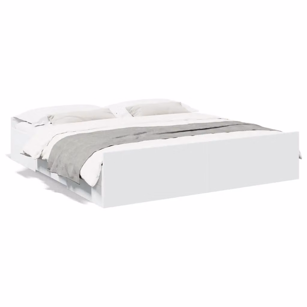 Berkfield Home Modern Bed Frame with Drawers in White, 200 x 200 cm – 2