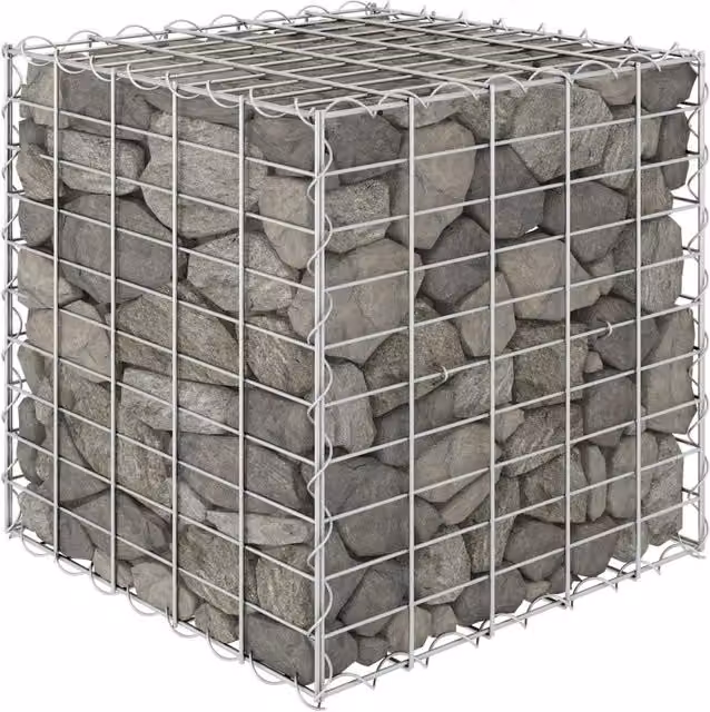 Berkfield Home Cube Gabion Raised Bed in Silver Steel Wire Mesh, W/D/H: 50 x 50 x 50 cm – 1