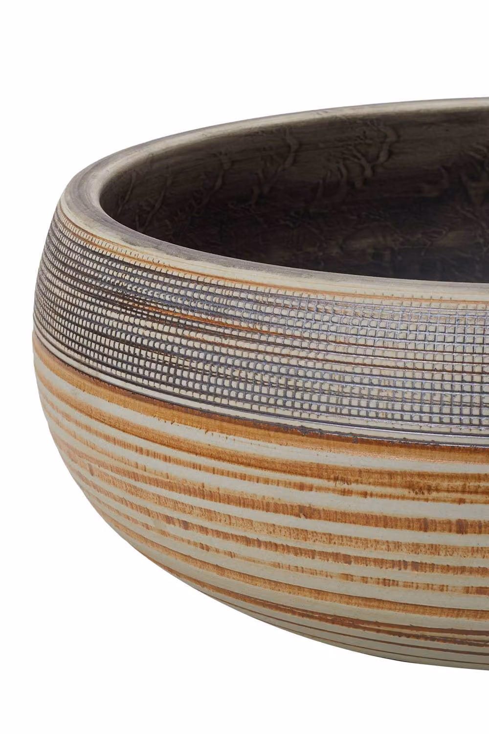 Living and Home Artistic Hand-carved Ceramic Round Countertop Vessel Sink in Multicolour with Waste Kit – 3