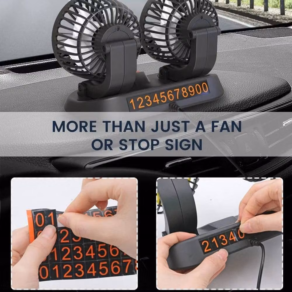 NESTLUNE Universal USB Dual Head Electric Car and Van Cooling Fan, Black – 6