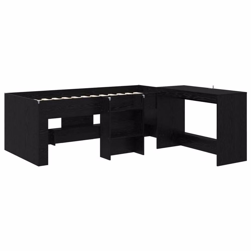 Berkfield Home Kids High Bed Frame with Desk in Black Oak, W/D/H: 90 x 190 cm – 2