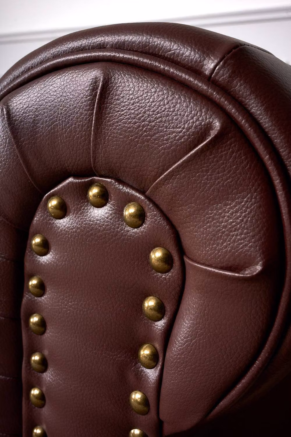 Bravich LTD Chesterfield Scroll Arm Faux Leather Settee in Brown, 2 Pack – 7
