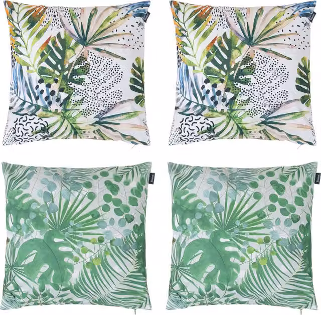 Icon Tropical Palm Print Outdoor Cushion Set of 4, Green