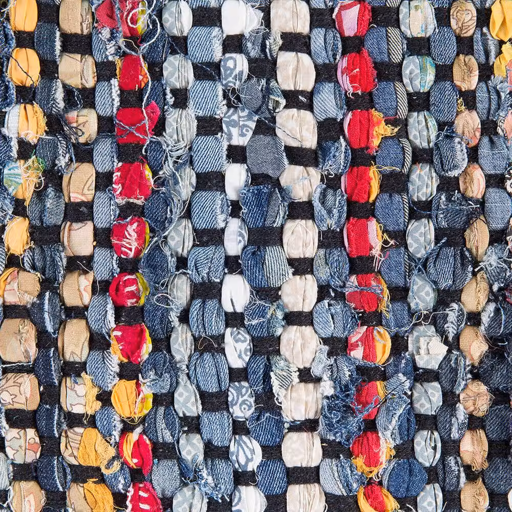 Wyld and Coco Handwoven Cotton Rag Rug in Navy Multicolour, Rectangular, W: 140 cm, D: 200 cm – 4