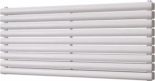 UK Radiators Omeara Axis White Elliptical Tube Horizontal Designer Double Panel Radiator W: 120 cm, H: 52.2 cm – 1