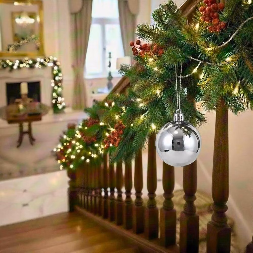 Shatchi Silver Round Plastic Christmas Bauble, Diameter: 20 cm – 2