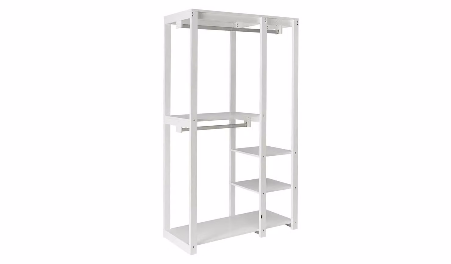 Modern White MDF Open Decorative Wardrobe Unit with Hanging Rail and Shelves, H 180 x W 100 x D 45 cm