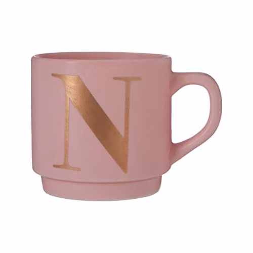 Premier Housewares Signet Pink Porcelain Stackable Mug with Gold Details – 2