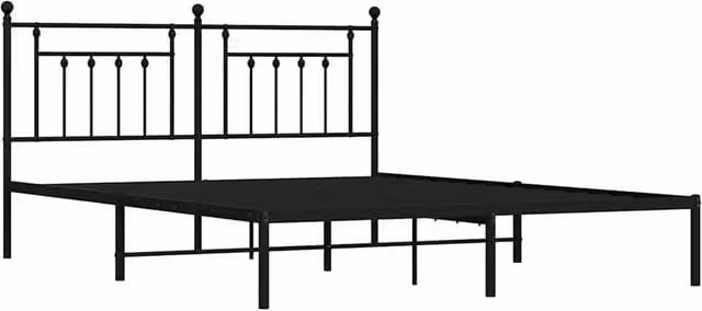 Berkfield Home Metal Bed Frame with Headboard in Black, W/D/H: 183 x 187 x 97 cm