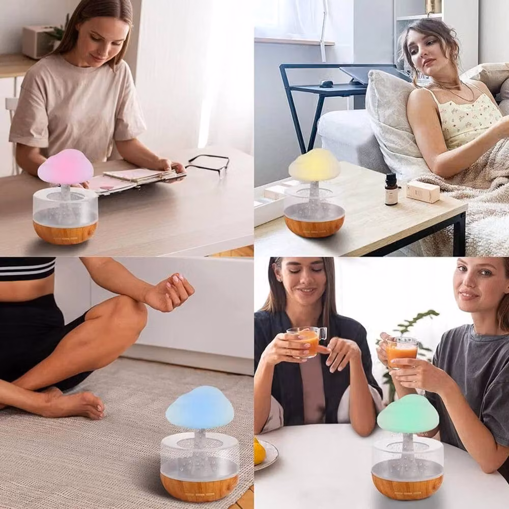 NESTLUNE Rain Cloud Air Humidifier and Mini Aroma Diffuser with 7 Colour Night Light, Brown, W/D/H: 15 x 15 x 15 cm – 2