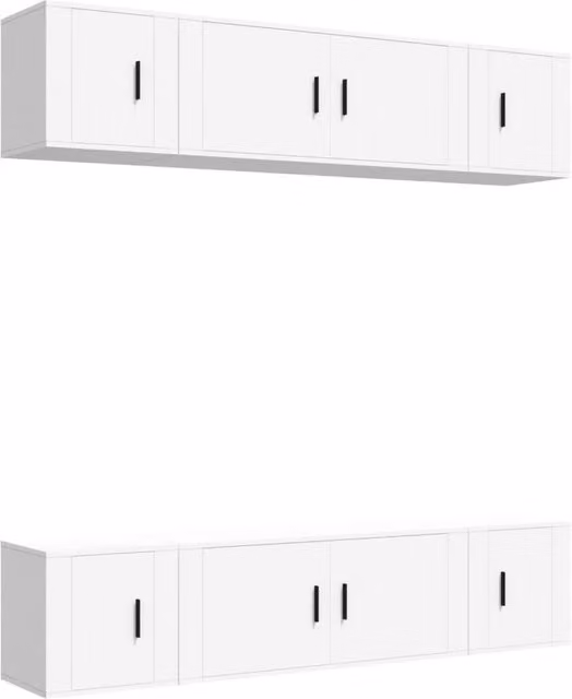 Berkfield Home 6 Piece Classic White Matt Media TV Cabinet Set in Engineered Wood – 1