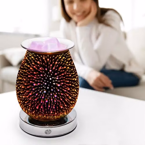 Rio Alura Electric Wax Melt Burner and Aroma Diffuser Lamp with 3D Firework Design in Silver, Purple, Yellow and Orange, W/D/H: 12.5 x 12.5 x 16.5 cm – 7