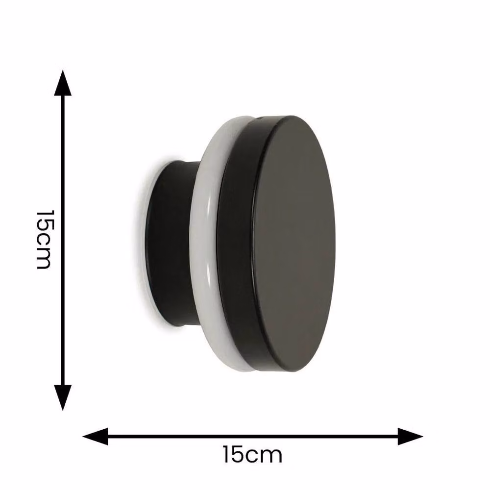 EONLION Black LED Wall Light Fitting with Warm White Backlit Integrated Lamp, IP44 Rated – 2