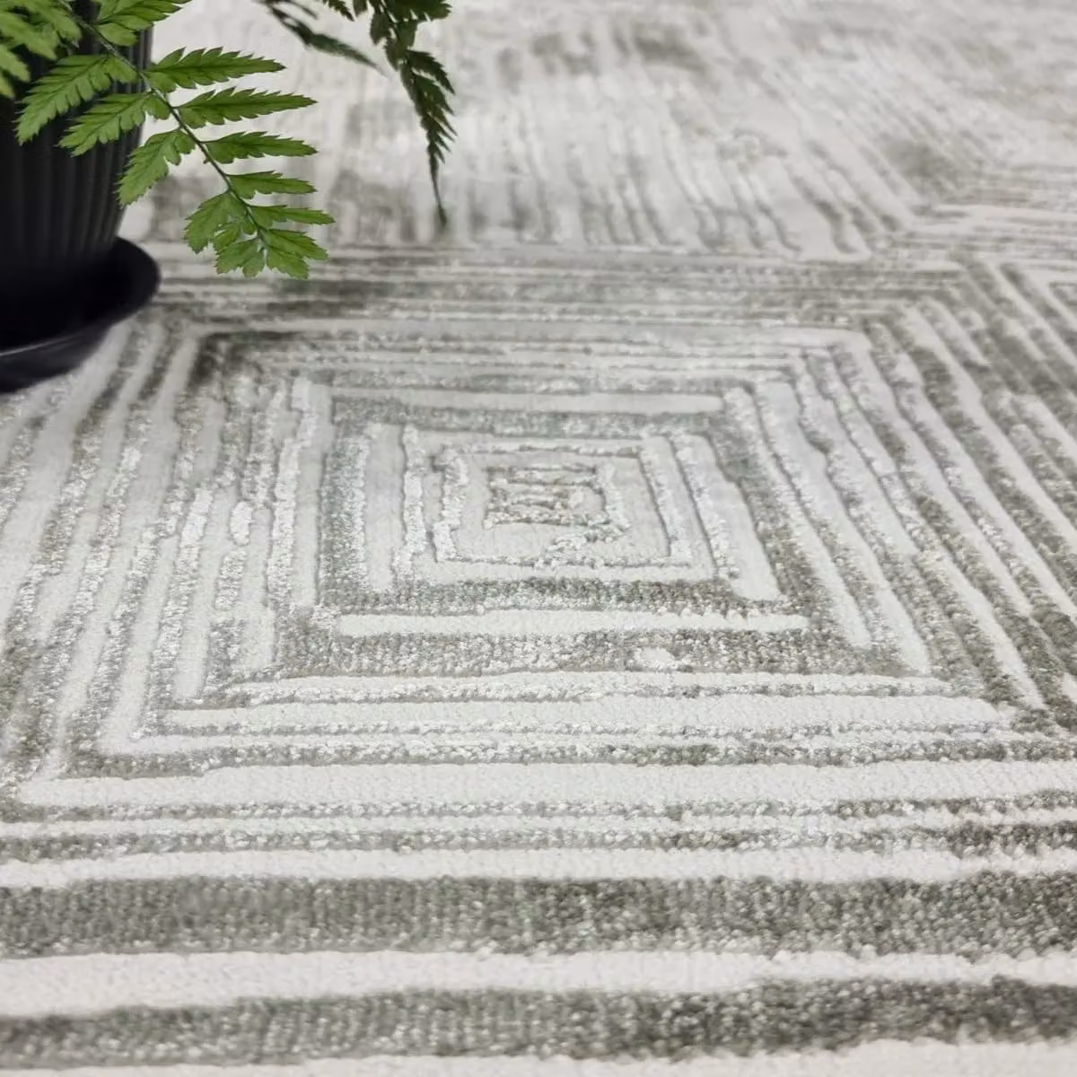 The Rug Shop UK Green Modern Striped Machine Woven Area Rug W: 200 cm, L: 290 cm – 2